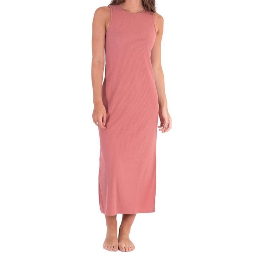Hurley side slit long dress, ribbed pink size L